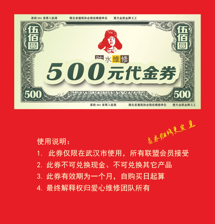 房屋问题：维修，翻新，补漏，安装，疏通，装修代金券